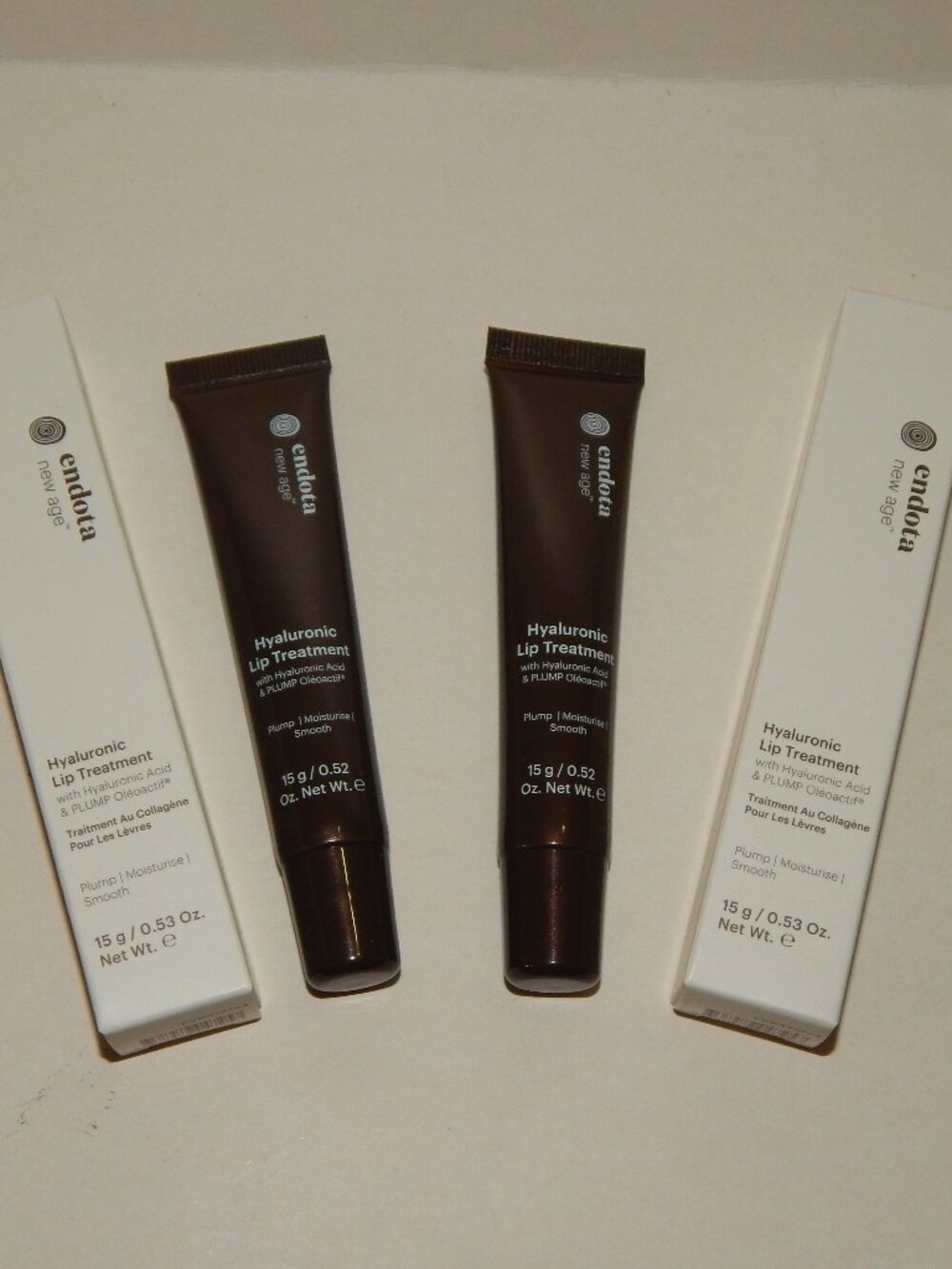 2 Endota New Age Hyaluronic & Plump Lip Treatment .53oz Ea Clear BNIB